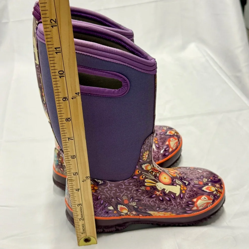 Bogs Classic Forest Purple Woodland Fox Rabbit Waterproof Boots Youth 1